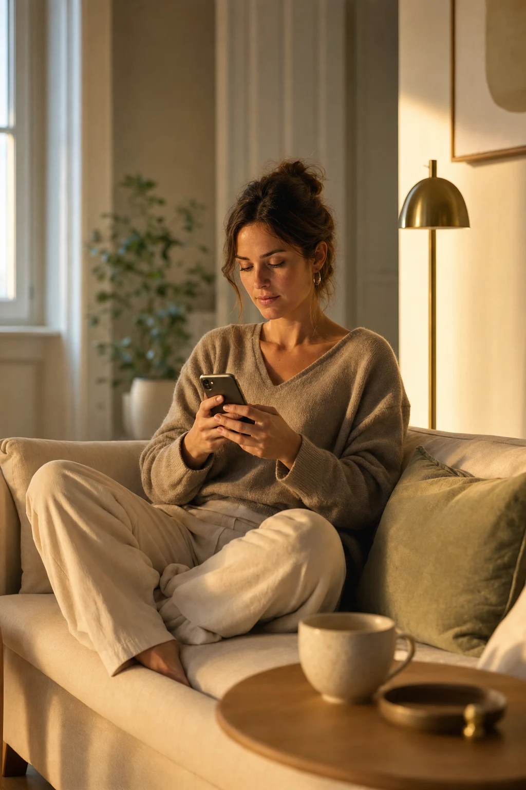 Person liest auf dem Smartphone eine KI-Ersteinschätzung mit echten Paragraphen und Urteilen, daneben liegt ein aufgeschlagenes Gesetzbuch