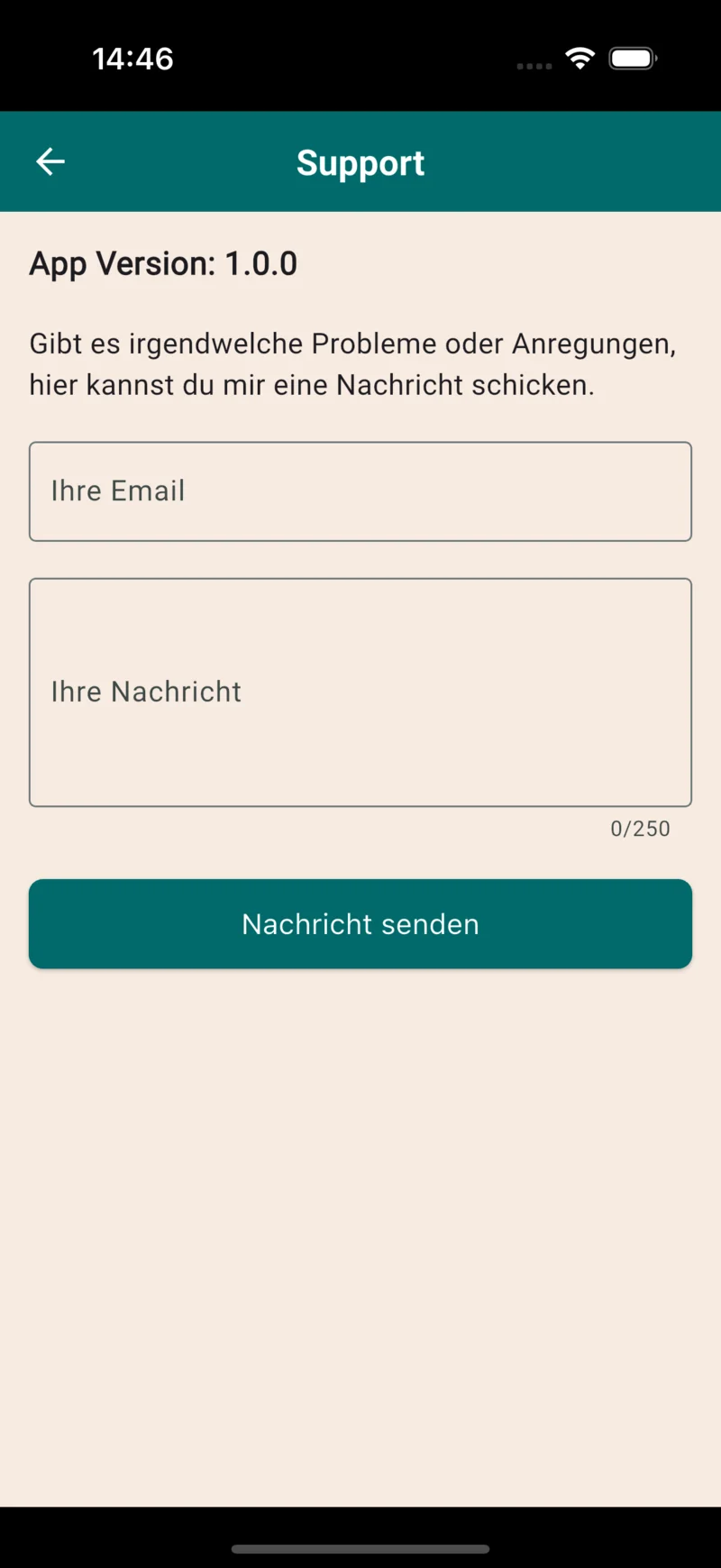 Support-Formular in der Anwalt GURU App